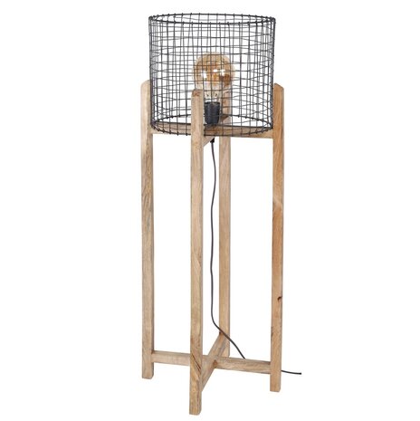 WK Home Vloerlamp mesh kap support - houten frame
