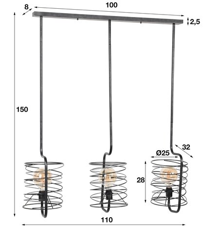 WK Home Hanglamp Curl cylinder