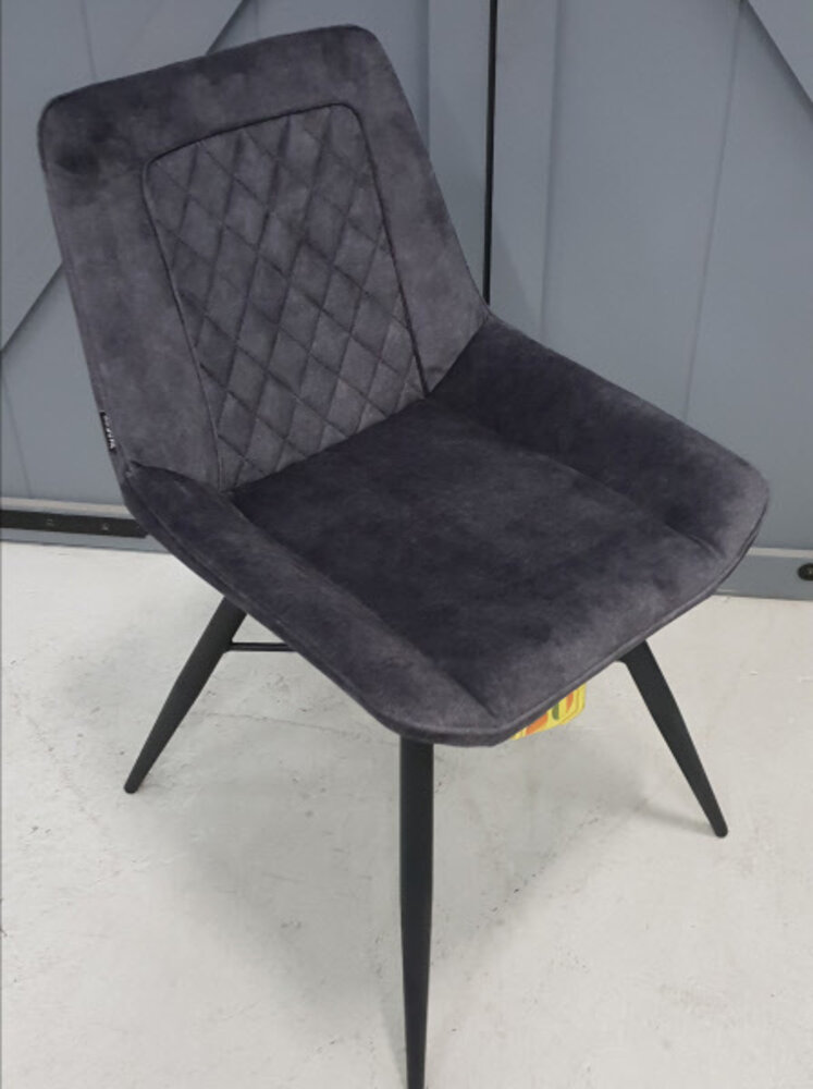 WK Home Eetstoel/ eetkamerstoel Kicking antraciet plush