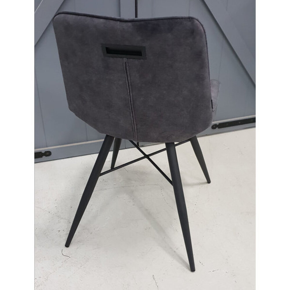 WK Home Eetstoel/ eetkamerstoel Kicking antraciet plush