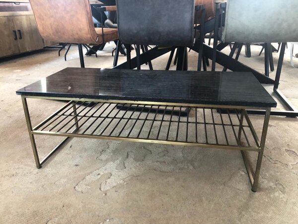 WK Home Salontafel marmer Dian Black Gold 90cm