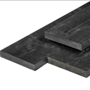 Gervé Grenen Plank | 2x20 cm | Schuttingplank | Zwart Gespoten| Fijnbezaagd