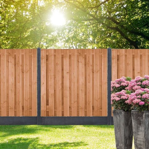 tuin single terugvallen Hout Beton Schutting RedClass Wood | 180x180 cm | Gladde onderplaat - Gervé
