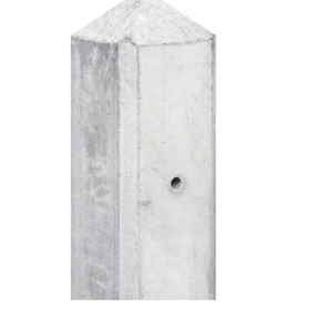Gervé Betonpaal Schutting | Tussenpaal | 10x10x280 cm (BxDxH) | Diamantkop | Wit/Grijs | Geul-serie | Voor 2 onderplaten