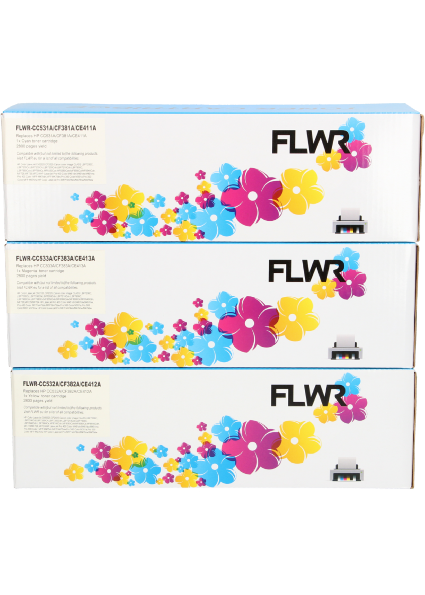 FLWR! FLWR - Toners / HP 304A 3-pack / kleur / Geschikt voor HP
