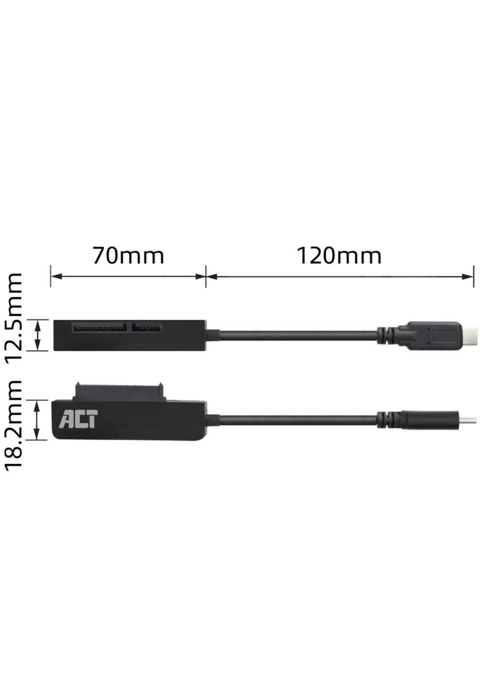 AC1525 tussenstuk voor kabels USB Type-C SATA 7-pin + 15pin Zwart