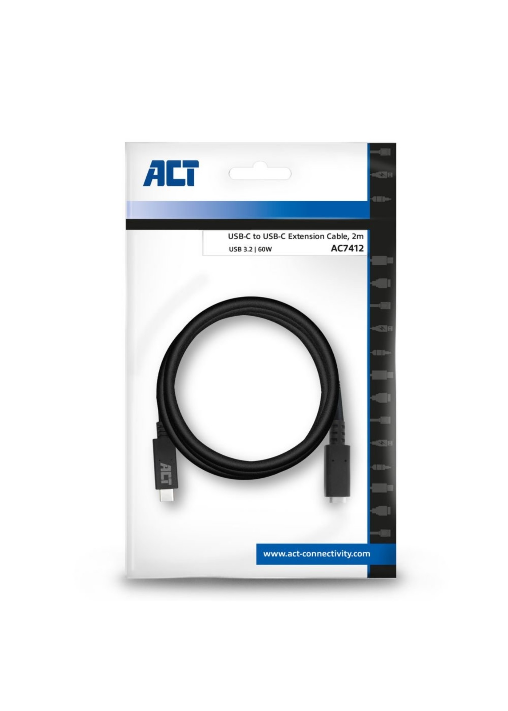 AC7412 USB-kabel 2 m USB 3.2 Gen 1 (3.1 Gen 1) USB C Zwart