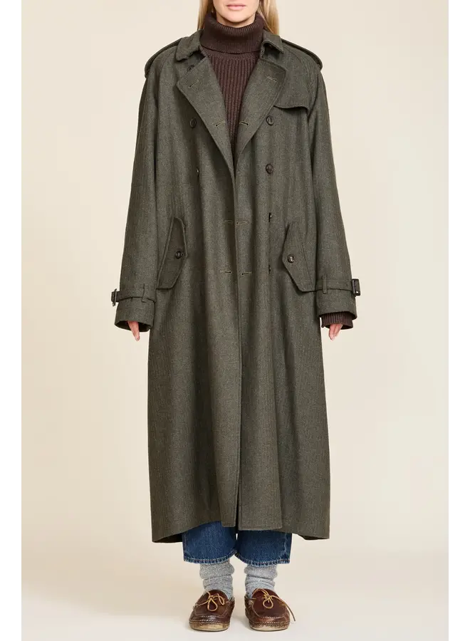 Oversized Trench Coat in Dark Olive