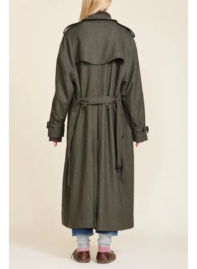 Oversized Trench Coat in Dark Olive