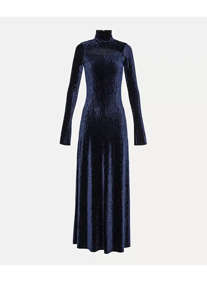 Long dress in crushed velvet in Night Fall