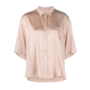 Short sleeves shirt stretch silk satin
