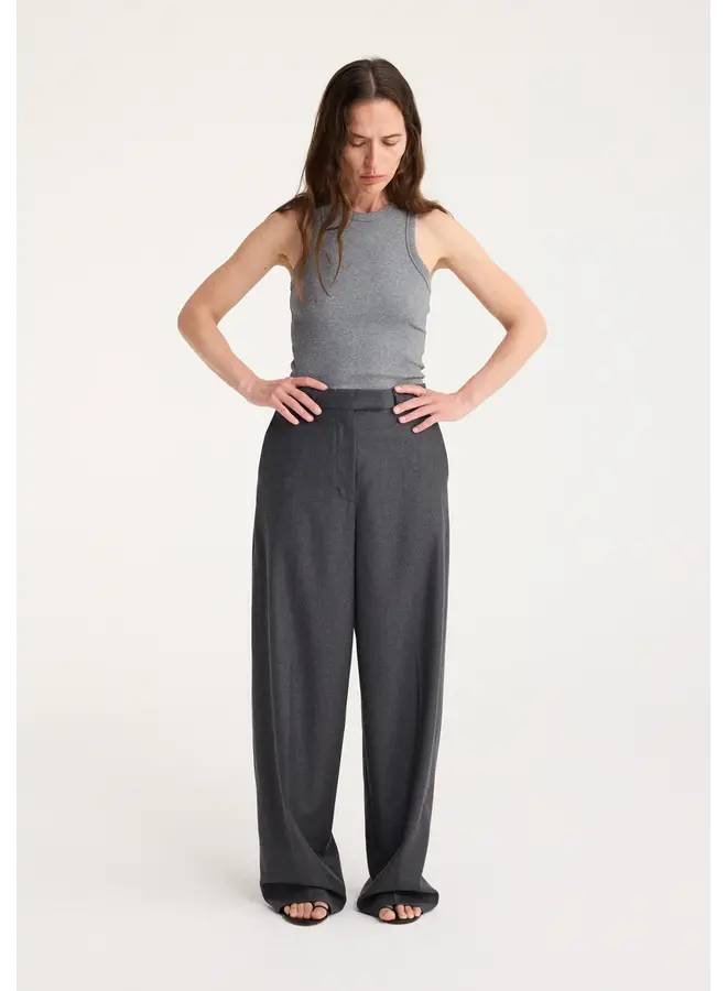 Wide leg trousers - Dark grey melange
