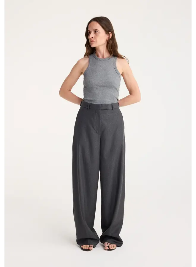 Wide leg trousers - Dark grey melange