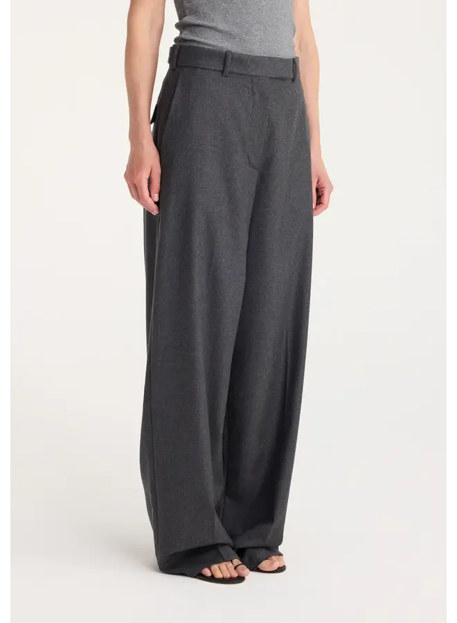 Wide leg trousers - Dark grey melange