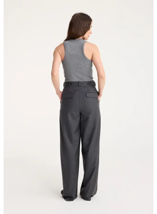 Wide leg trousers - Dark grey melange