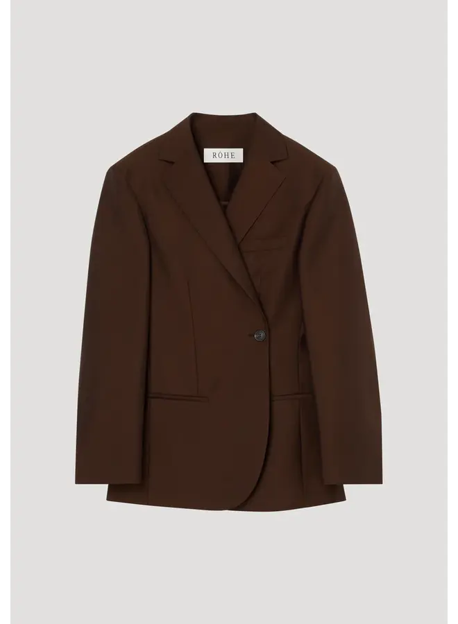 Dual tone piqué overlap suit jacket - Mahogany
