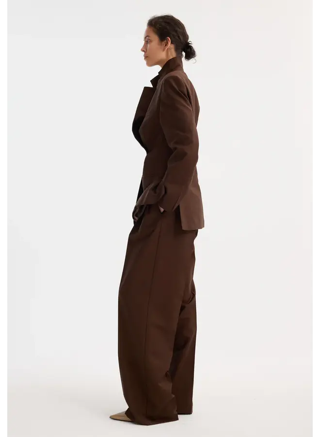 Dual tone piqué overlap suit jacket - Mahogany