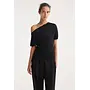 Asymmetrical Punto Milano Knitted Top - Black