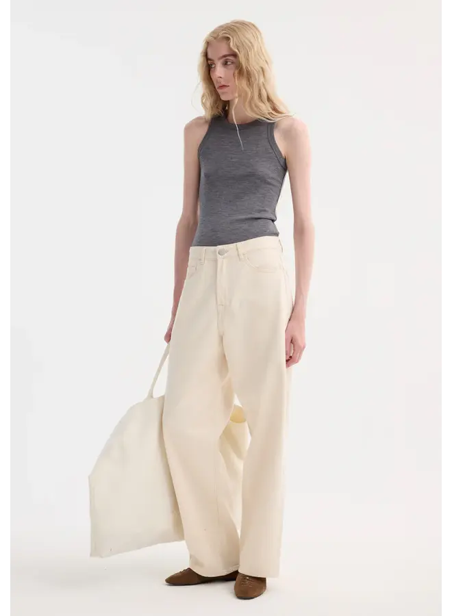 Racerback merino jersey top - Mid grey melange
