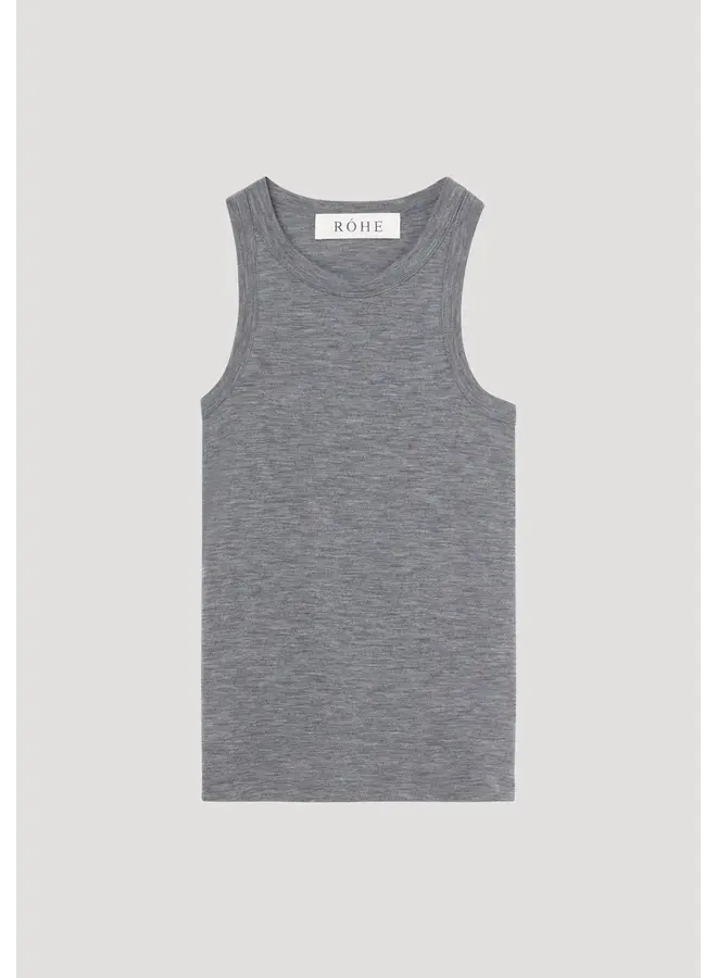 Racerback merino jersey top - Mid grey melange