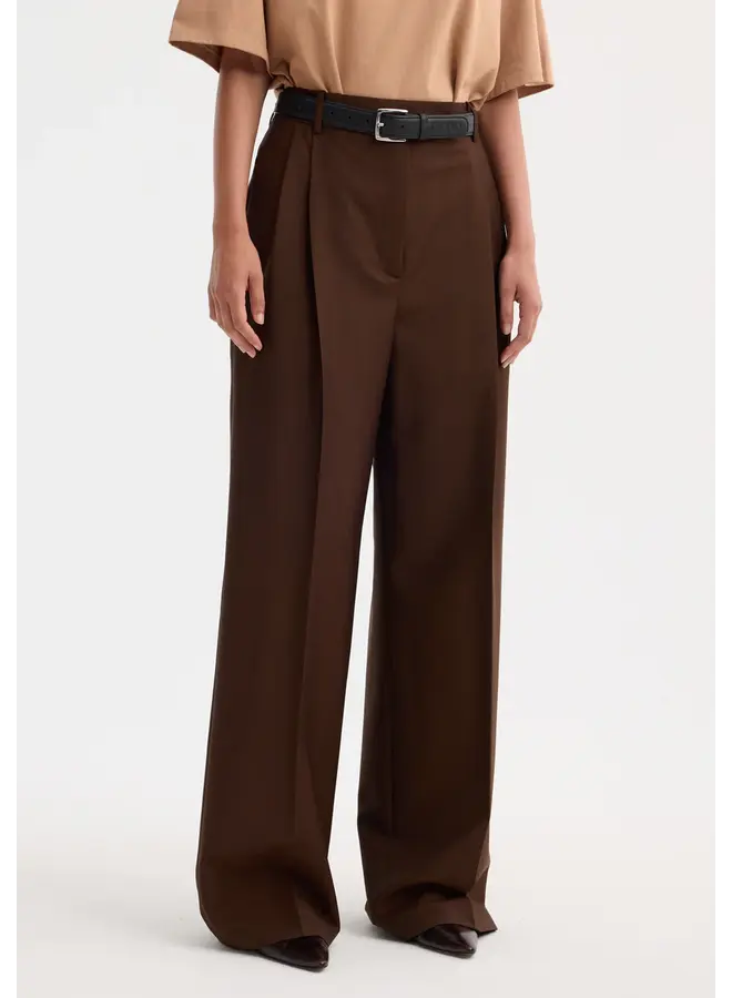 Mid-waist tailored trousers - Mahogany