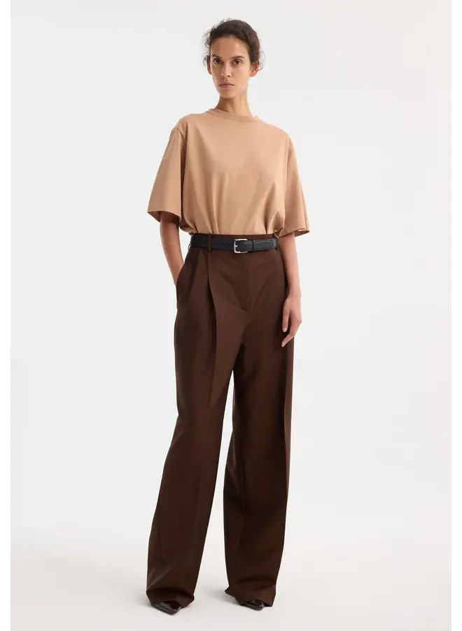 Mid-waist tailored trousers - Mahogany