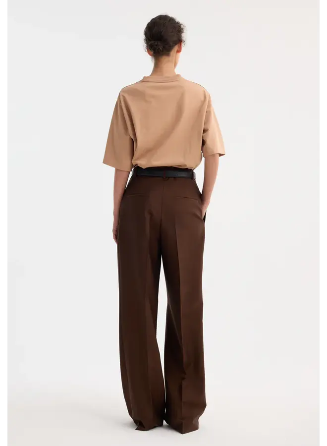 Mid-waist tailored trousers - Mahogany