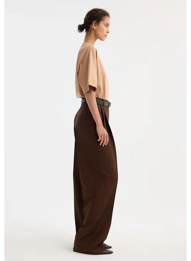 Mid-waist tailored trousers - Mahogany