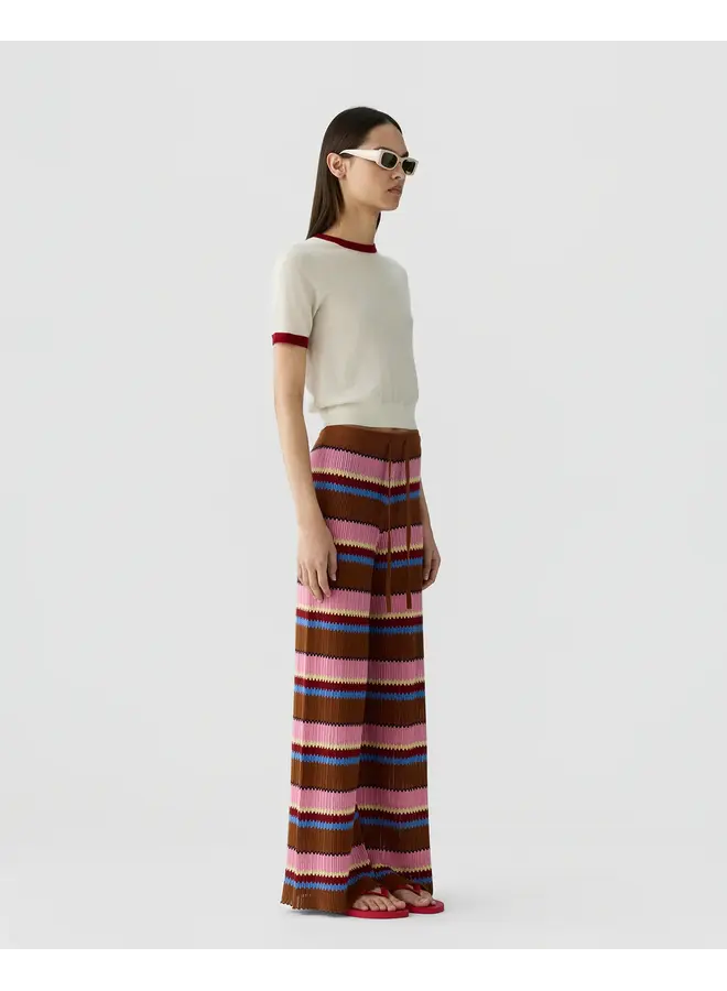 Airy Ringer Tee - Cream/Carmine