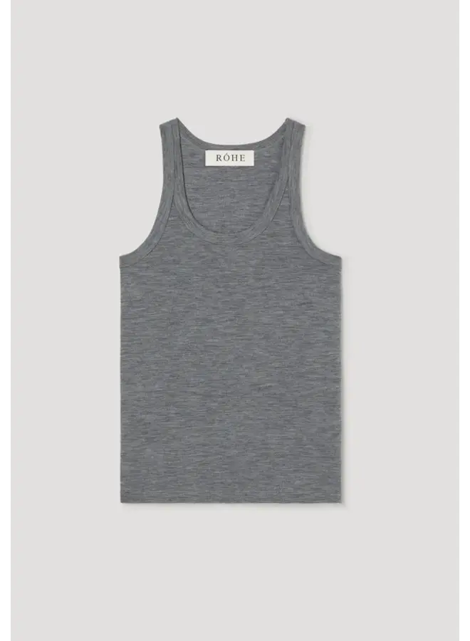 Merino scoop neck top - Mid grey melange