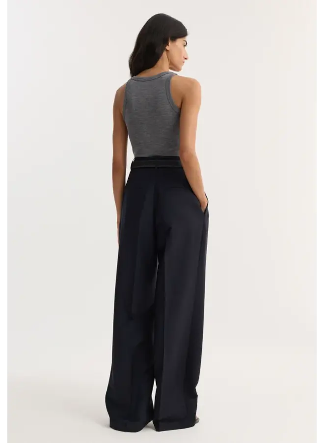 Merino scoop neck top - Mid grey melange