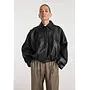 Leather blouson jacket - Black