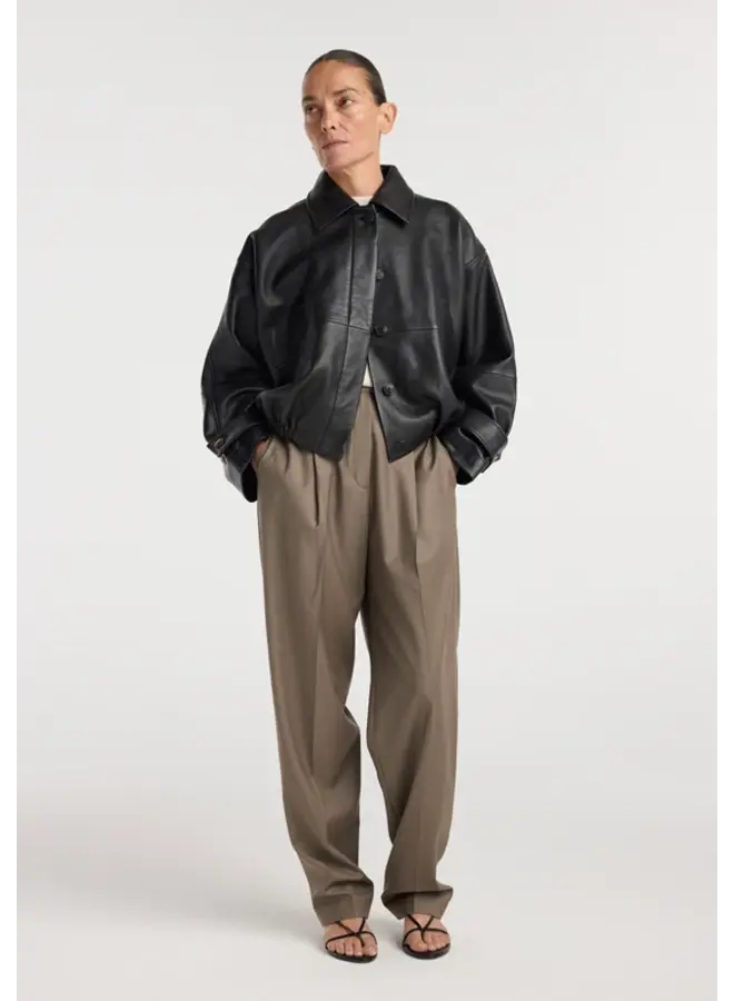 Leather blouson jacket - Black