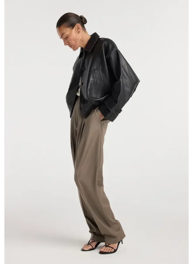 Leather blouson jacket - Black