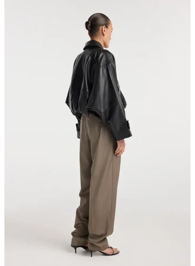 Leather blouson jacket - Black
