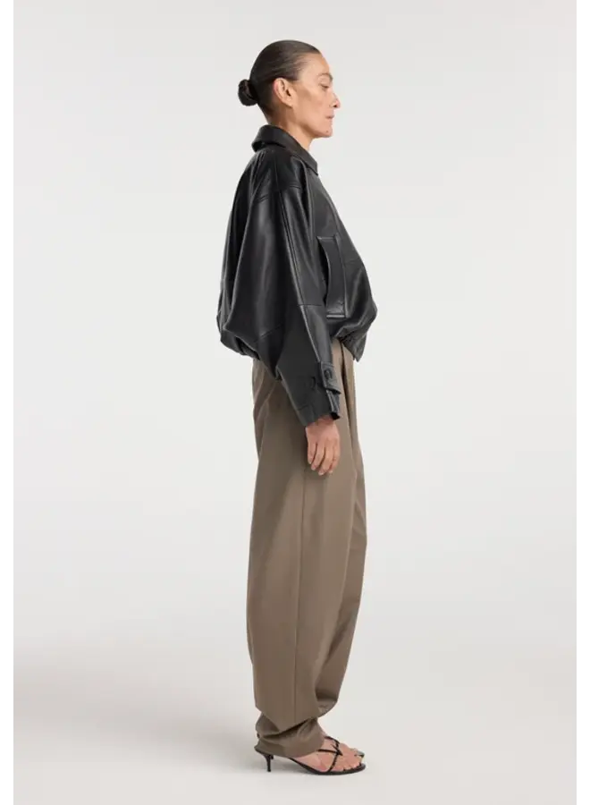 Leather blouson jacket - Black