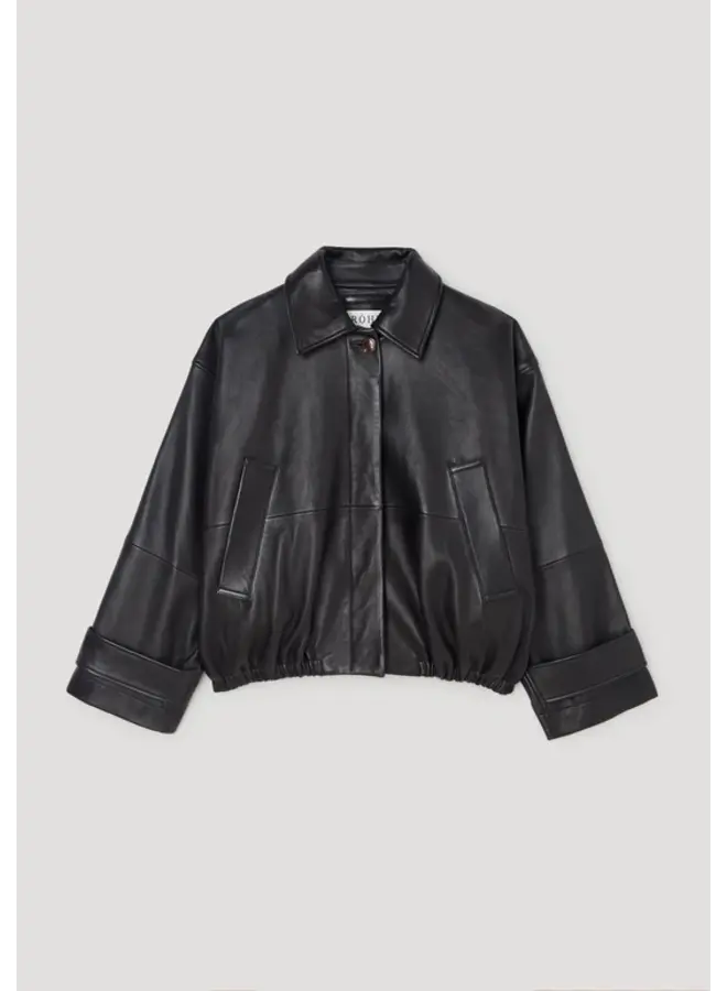 Leather blouson jacket - Black