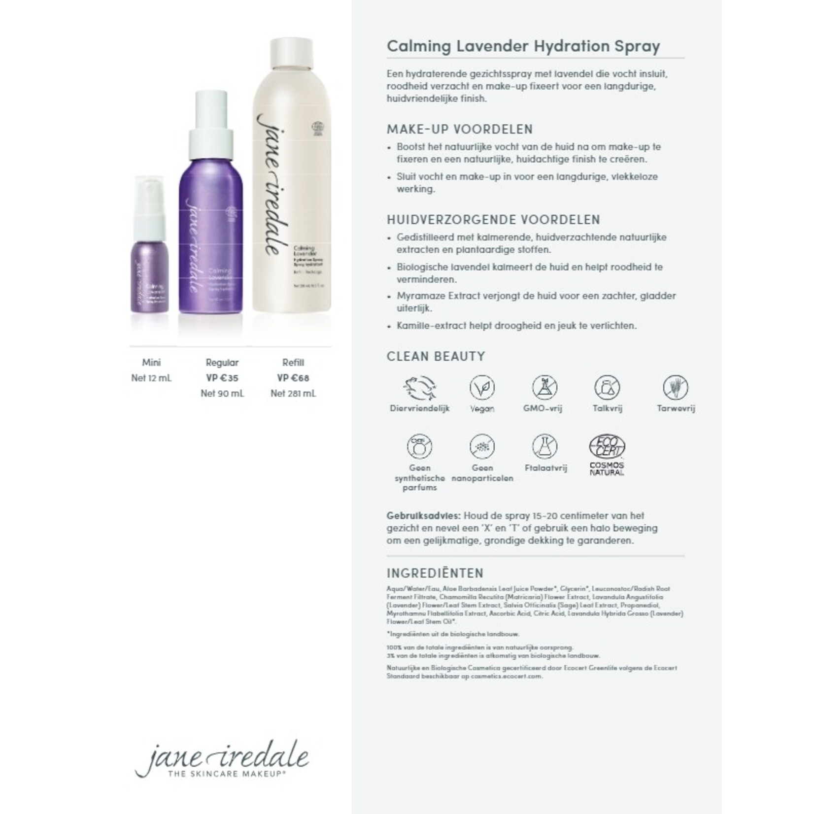 jane iredale Lavender Calming Hydration Spray 281ml Refill