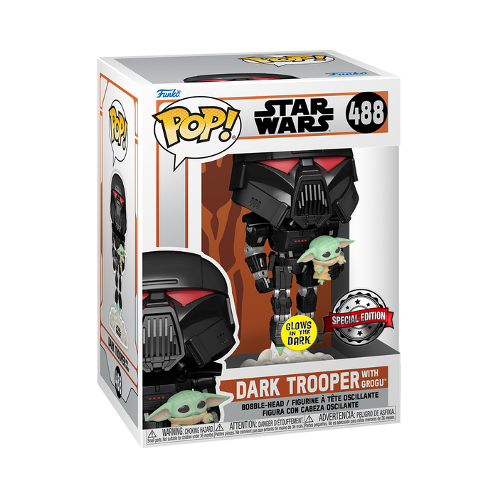 Funko Funko Star Wars 0488 Dark Trooper with Grogu The Mandelorian GITD Glow in the Dark Special Edition