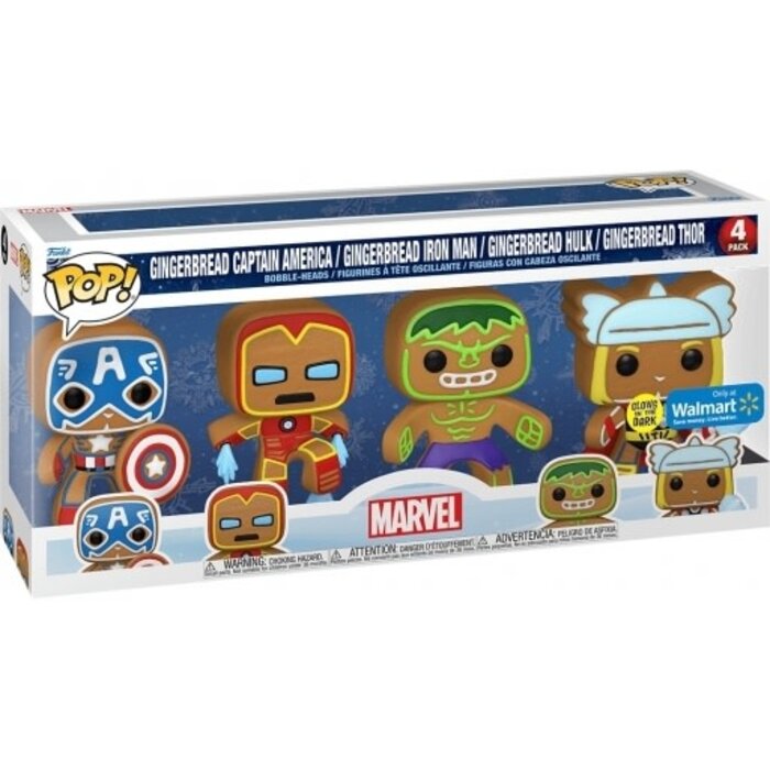 Funko Funko Marvel 4-pack GingerBread Captain America / Iron Man / Hulk / Thor Glow in the Dark GITD Funko Limited Edition