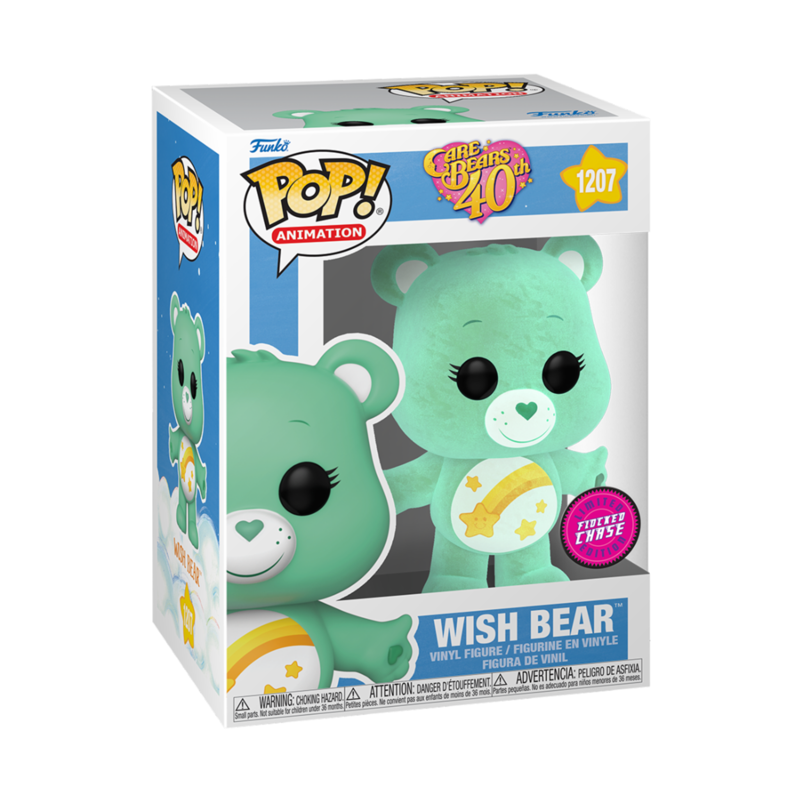 Funko Animation 1207 Wish Bear Flocked Chase Care Bears 40th