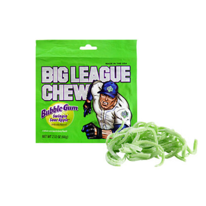 Big League Candy Big League Chew Sour Apple Bubble Gum 60gr