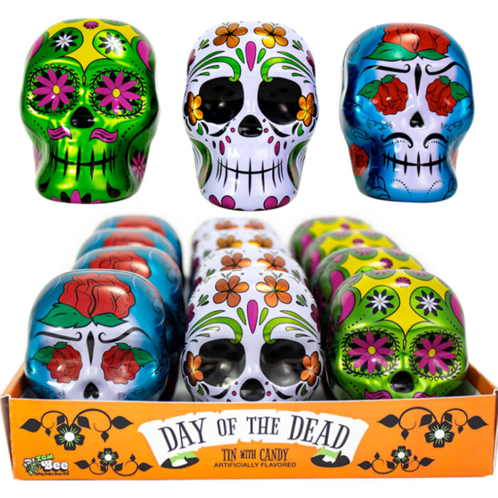 Candy Bee Day of the Dead Tins with Smarties