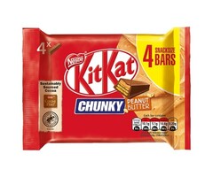 Chocolate Kit Kat Chunky Peanut Butter 4 Snacksize Bars 136gr