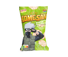 Chips Ultra Pop Komesan Naruto Kakashi Brown Rice Chips Cream & Onion Flavour 60gr Gluten Free