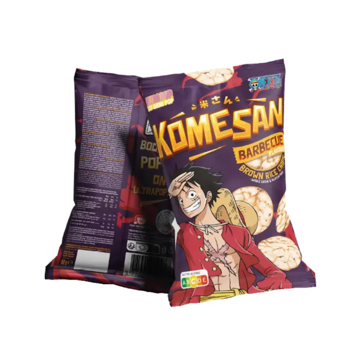 Chips Ultra Pop Komesan One Piece Luffy Brown Rice Chips Barbecue Flavour 60gr Gluten Free