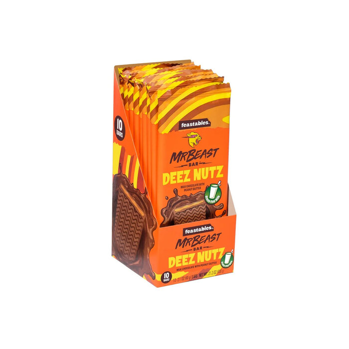 feastables Chocolate Mr Beast Bar Deez Nutz, Milk Chocolate Peanut Butter 60gr