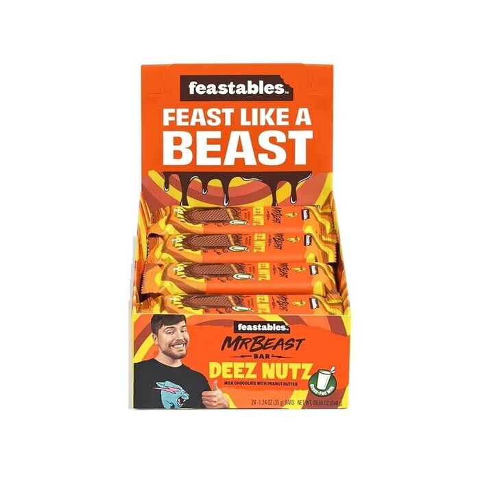 feastables Chocolate Mr Beast Bar Feastables Deez Nutz, Milk Chocolate with Peanut Butter 35gr