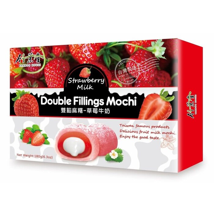 Bamboo House Double Filling Mochi Strawberry Milk 180gr Taiwan