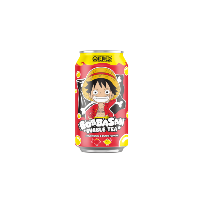 BobbaSan Drink BobbaSan Bubble Tea One Piece Luffy, StrawBerry & Peach Flavour 330ml